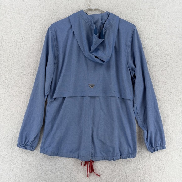 Columbia Jacket Mens Small Blue Hooded PFG Pullover Anorak Windbreaker Fishing - Picture 2 of 7
